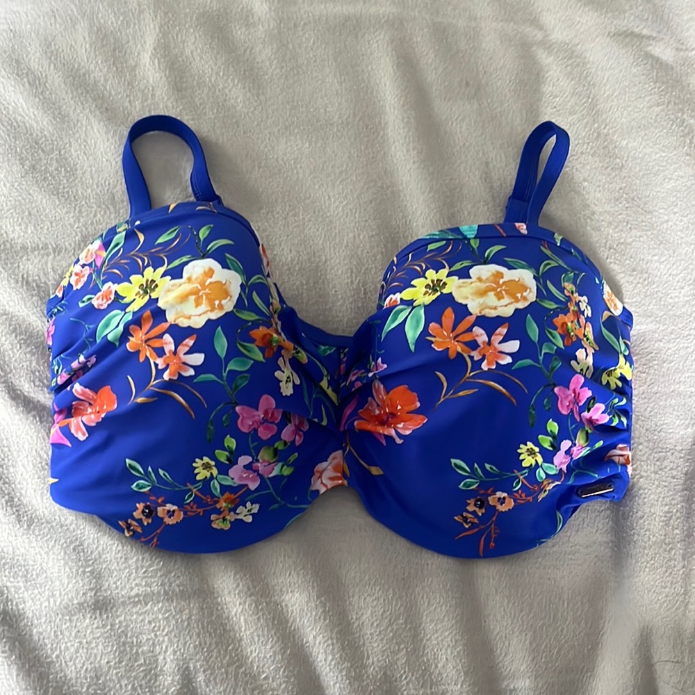 Panache Blue Floral Bikini Top Size 36F